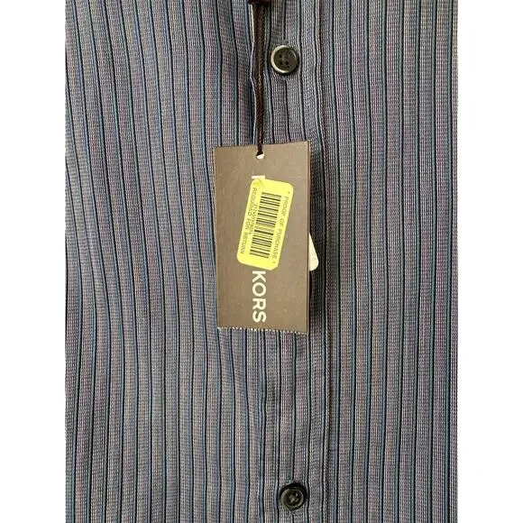 Michael Kors Striped Blue Button Down Shirt Classic Fit Cotton Men's Size Large - Picture 3 of 7